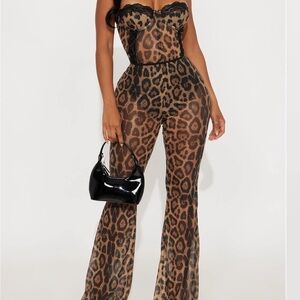 Leopard Print Strapless Jumpsuit